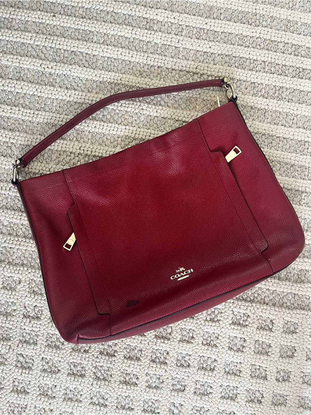 Coach Red Leather Hobo Bag